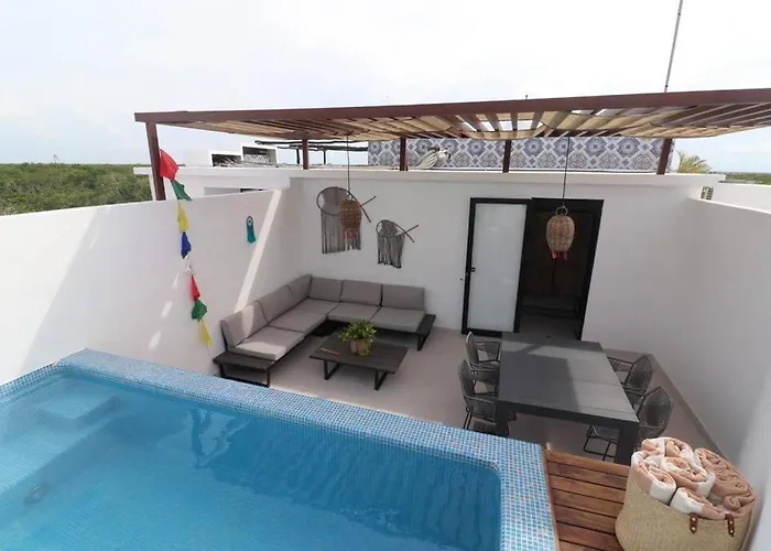 Amazing!! Ph 2 Bdrm + Private Rooftop &pool /aldea Zama Apartamento